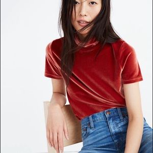 🌟MADEWELL VELVET MOCK-NECK TEE || Gold || Size XS